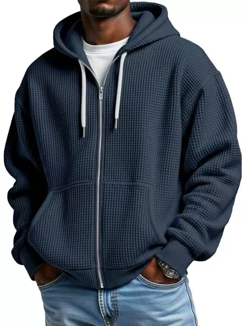 Men's Heavyweight Waffle-Knit Zip-Up Hoodie
