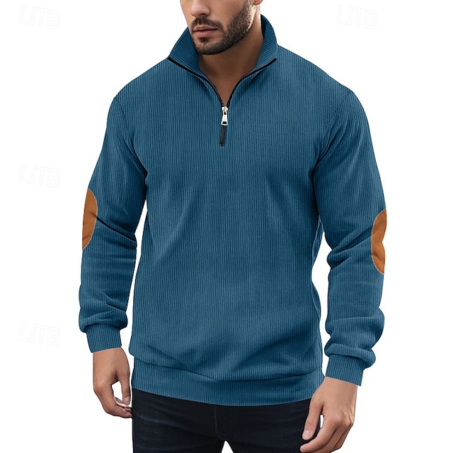 Men's Sweatshirt Quarter Zip Sweatshirt Apricot Black White Army Green Navy Blue Half Zip Color Block Sports & Outdoor Daily Holiday Polyester Streetwear Basic Casual Spring &  Fall Clothing Apparel