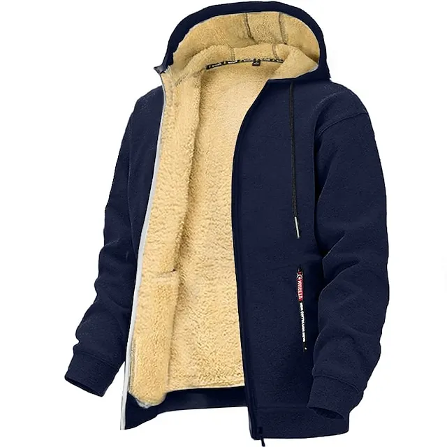 Men's Hoodie Full Zip Hoodie Fleece Jacket  Hooded Plain Sports & Outdoor Daily Holiday Vintage Streetwear Casual Fall 
