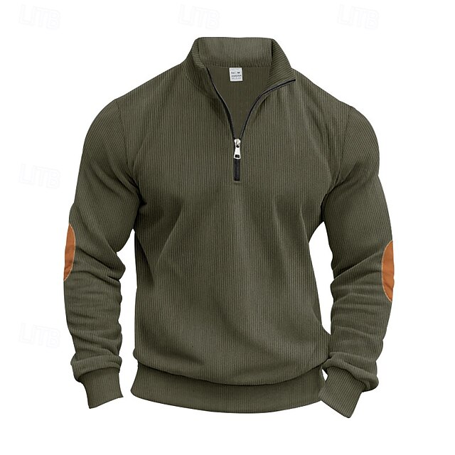 Men's Sweatshirt Quarter Zip Sweatshirt Apricot Black White Army Green Navy Blue Half Zip Color Block Sports & Outdoor Daily Holiday Polyester Streetwear Basic Casual Spring &  Fall Clothing Apparel