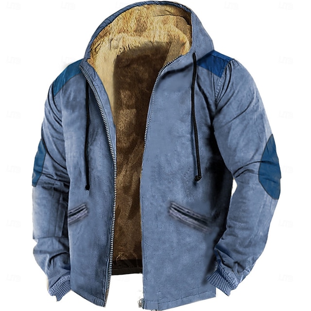 Men's Zip Up Hoodie Full Zip Hoodie Fuzzy Sherpa Fleece Jacket Fleece Hoodie 