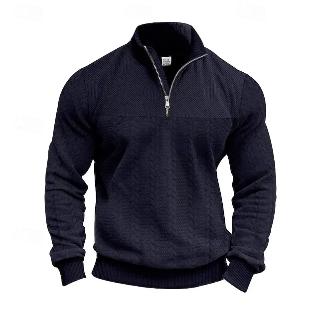 Men's Sweatshirt Quarter Zip Sweatshirt Black White Navy Blue Khaki Gray Half Zip Plain Pocket Sports & Outdoor Daily Holiday Streetwear Cool Casual Fall Winter Clothing Apparel Hoodies Sweatshirts