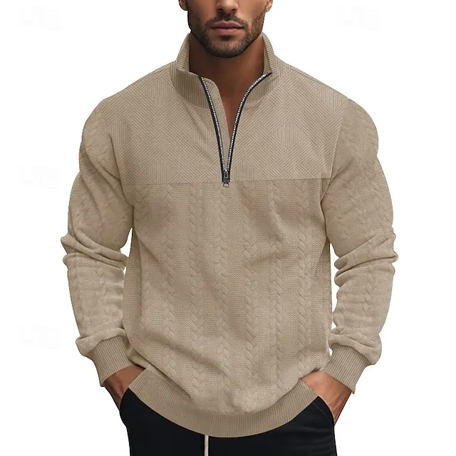 Men's Sweatshirt Quarter Zip Sweatshirt Black White Navy Blue Khaki Gray Half Zip Plain Pocket Sports & Outdoor Daily Holiday Streetwear Cool Casual Fall Winter Clothing Apparel Hoodies Sweatshirts