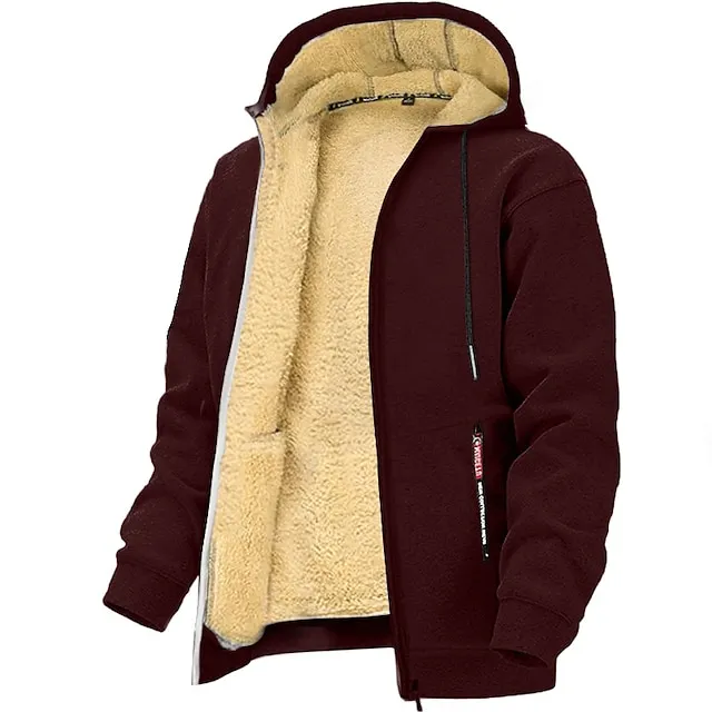 Men's Hoodie Full Zip Hoodie Fleece Jacket  Hooded Plain Sports & Outdoor Daily Holiday Vintage Streetwear Casual Fall 