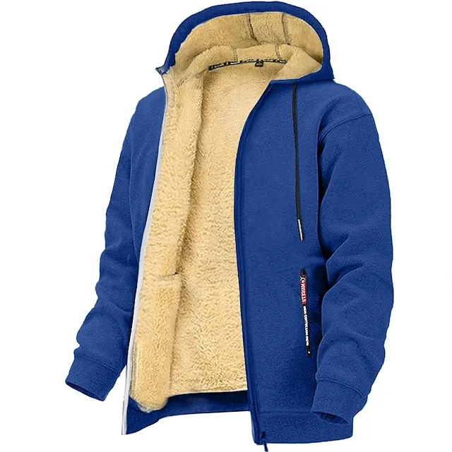 Men's Hoodie Full Zip Hoodie Fleece Jacket  Hooded Plain Sports & Outdoor Daily Holiday Vintage Streetwear Casual Fall 