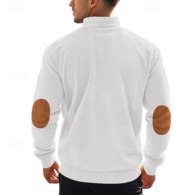 Men's Sweatshirt Quarter Zip Sweatshirt Apricot Black White Army Green Navy Blue Half Zip Color Block Sports & Outdoor Daily Holiday Polyester Streetwear Basic Casual Spring &  Fall Clothing Apparel