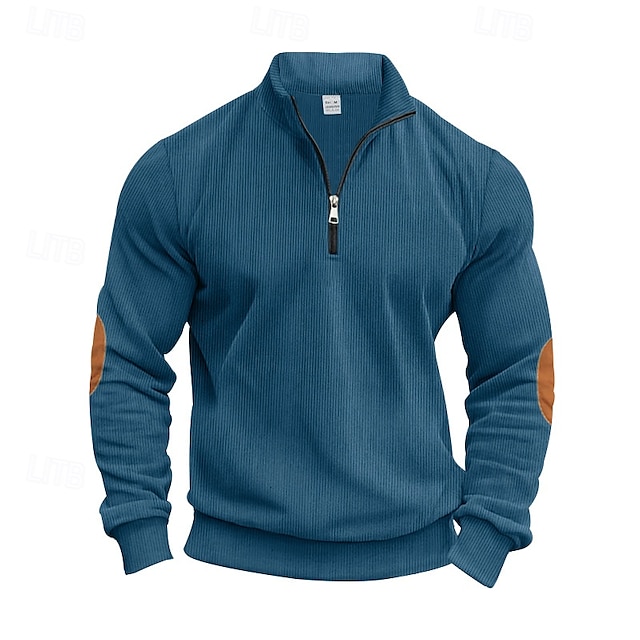 Men's Sweatshirt Quarter Zip Sweatshirt Apricot Black White Army Green Navy Blue Half Zip Color Block Sports & Outdoor Daily Holiday Polyester Streetwear Basic Casual Spring &  Fall Clothing Apparel