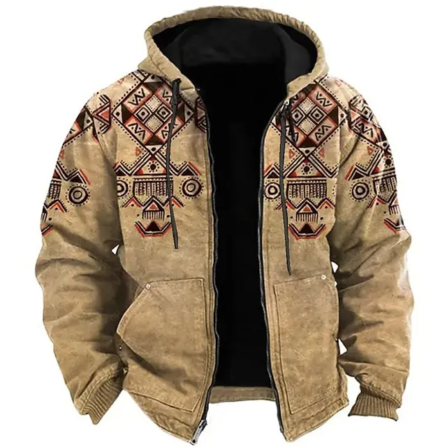 Men's Tribal Ethnic Hoodie Hoodies Sweatshirt Zip Hoodie Long Sleeve Hooded Sweatshirt Hooded Sports
