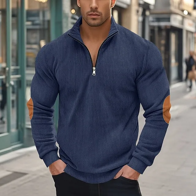 Men's Sweatshirt Quarter Zip Sweatshirt Apricot Black White Army Green Navy Blue Half Zip Color Block Sports & Outdoor Daily Holiday Polyester Streetwear Basic Casual Spring &  Fall Clothing Apparel