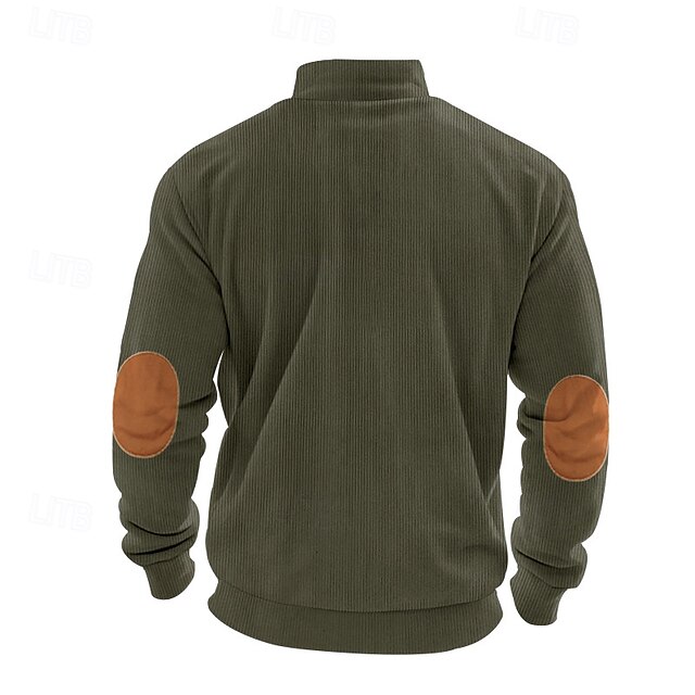 Men's Sweatshirt Quarter Zip Sweatshirt Apricot Black White Army Green Navy Blue Half Zip Color Block Sports & Outdoor Daily Holiday Polyester Streetwear Basic Casual Spring &  Fall Clothing Apparel
