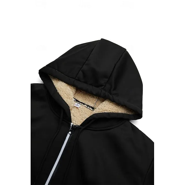 Men's Hoodie Full Zip Hoodie Fleece Jacket  Hooded Plain Sports & Outdoor Daily Holiday Vintage Streetwear Casual Fall 