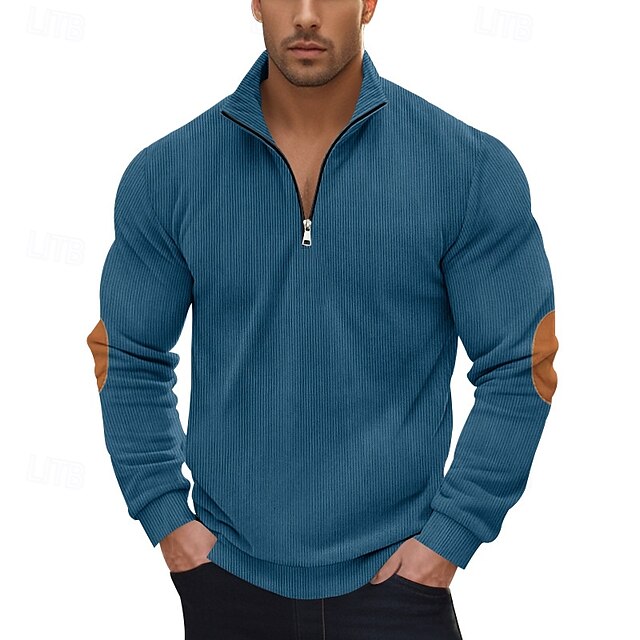 Men's Sweatshirt Quarter Zip Sweatshirt Apricot Black White Army Green Navy Blue Half Zip Color Block Sports & Outdoor Daily Holiday Polyester Streetwear Basic Casual Spring &  Fall Clothing Apparel