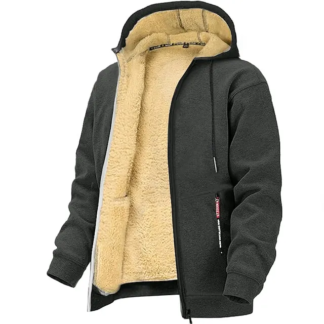 Men's Hoodie Full Zip Hoodie Fleece Jacket  Hooded Plain Sports & Outdoor Daily Holiday Vintage Streetwear Casual Fall 