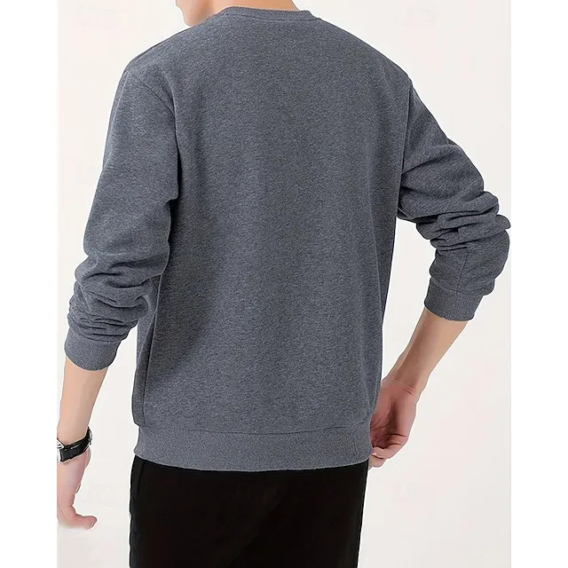 Men's Sweatshirt  Neck Plain Sports & Outdoor Daily Holiday Polyester Streetwear Basic Casual Fall & Winter Clothing Apparel Hoodies Sweatshirts Long Sleeve
