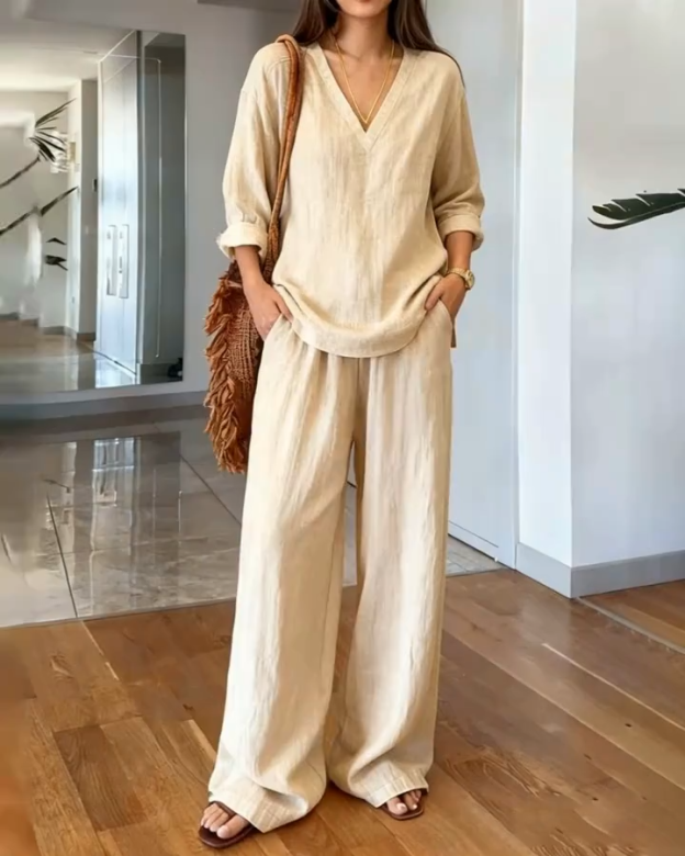 Casual Loose Fit Cotton Blend 2-Piece Set