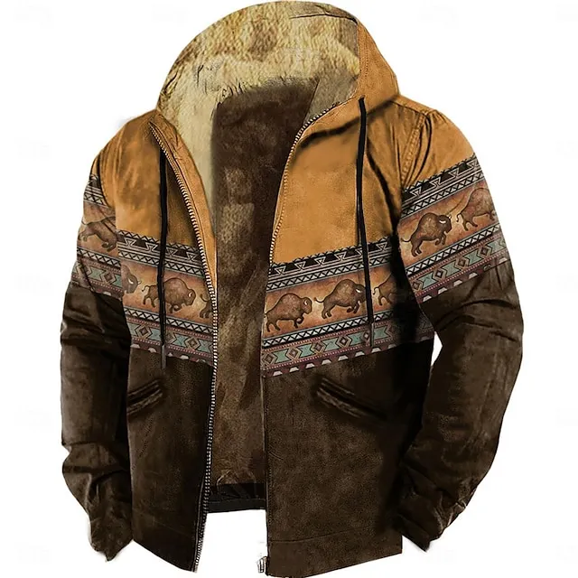 Men's Animal Color Block Hoodie Hoodies Sweatshirt Full Zip Hoodie Long Sleeve Hooded Sweatshirt Hooded 