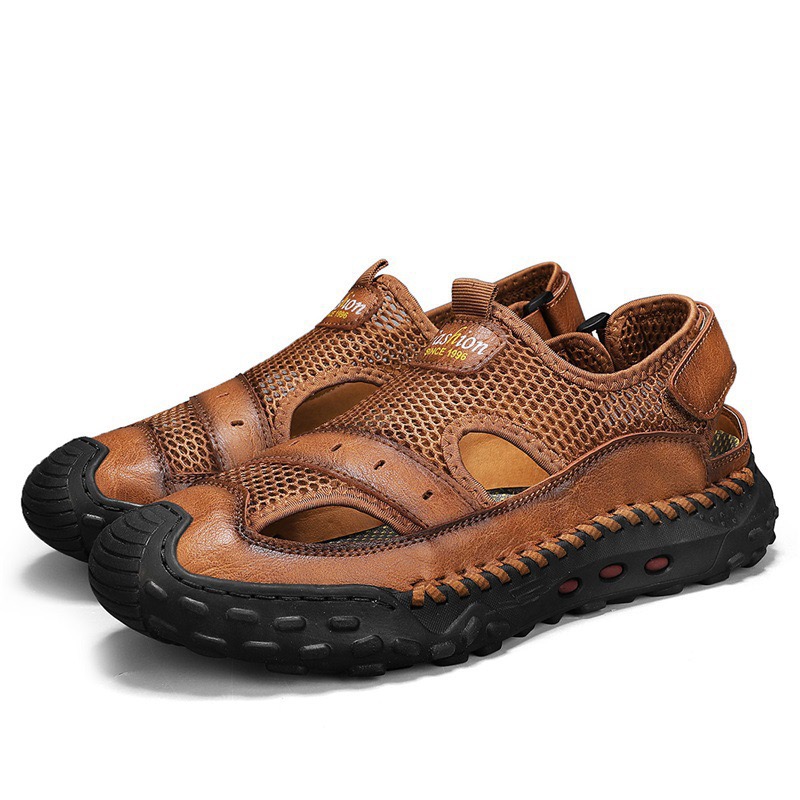 Enjerr® Men's Genuine Leather Breathable Outdoor Orthopedic Sandals