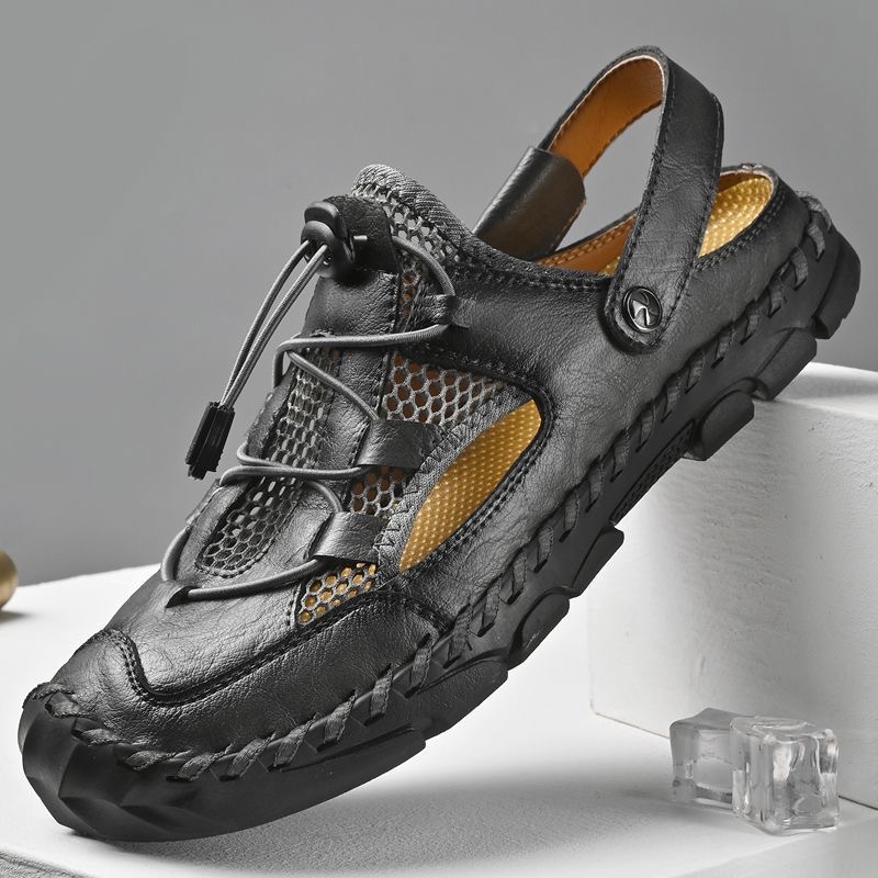 ENJERR® Men's Genuine Leather Breathable 2-in-1 Orthopedic Sandals