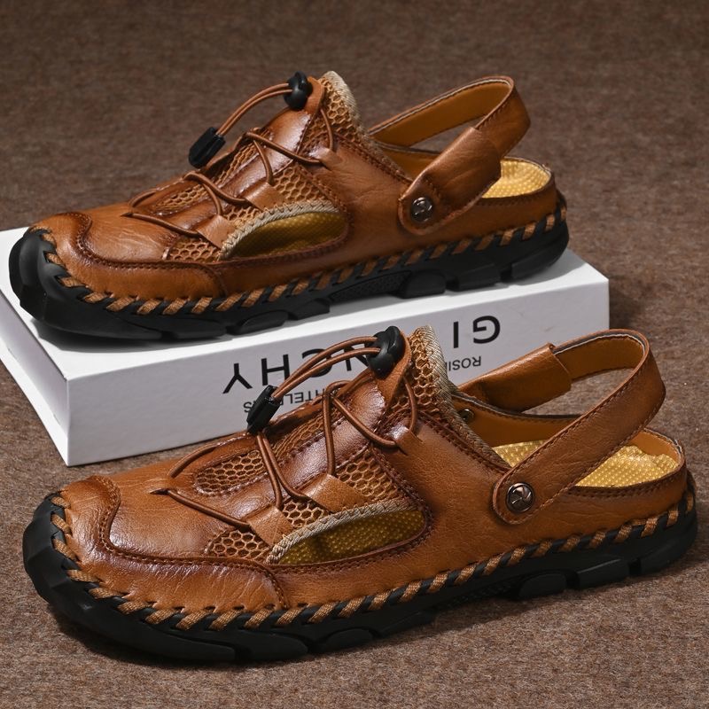 ENJERR® Men's Genuine Leather Breathable 2-in-1 Orthopedic Sandals