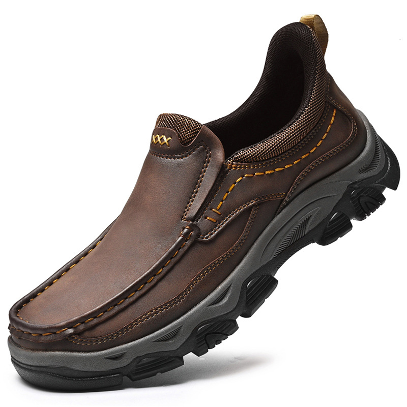 Men's Orthopedic Hands-Free Genuine Calfskin Leather Slip On Loafers