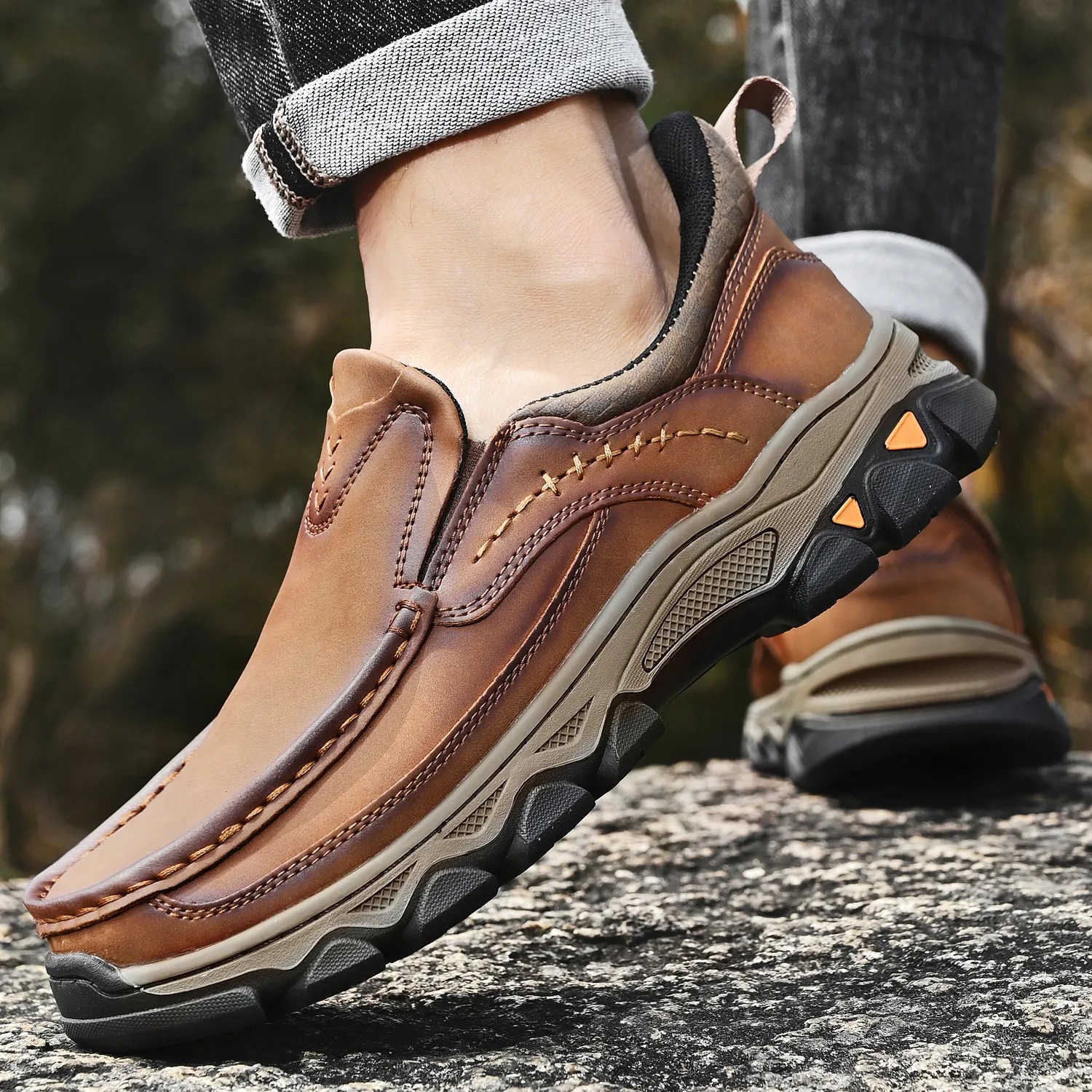 2026 New Men's Orthopedic Comfortable Hands-Free Genuine Leather Slip On Loafers