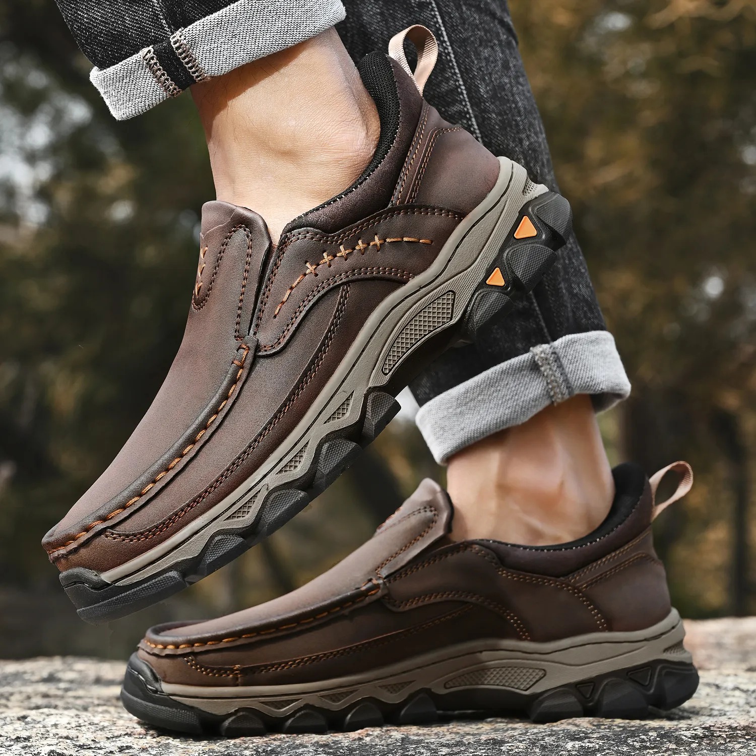 2026 New Men's Orthopedic Comfortable Hands-Free Genuine Leather Slip On Loafers