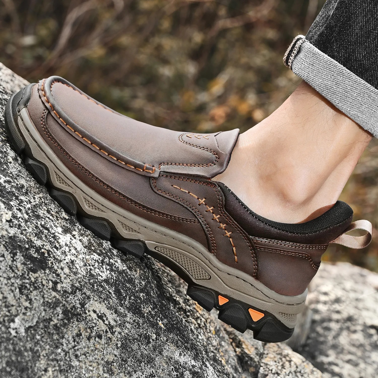 2026 New Men's Orthopedic Comfortable Hands-Free Genuine Leather Slip On Loafers