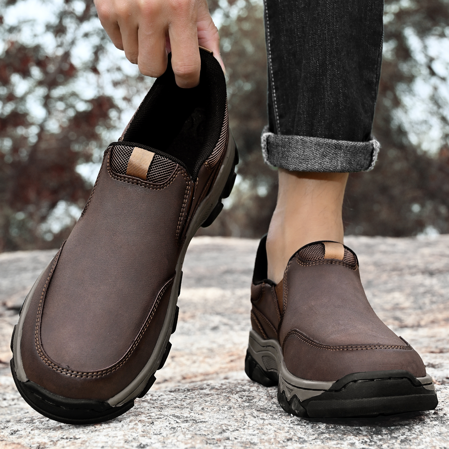 2026 New Men's Hands-Free Genuine Leather Slip On Loafers