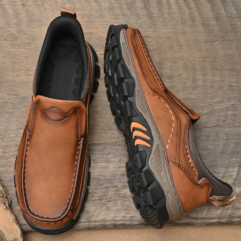 2026 New Men's Orthopedic Hands-Free Genuine Leather Slip On Loafers