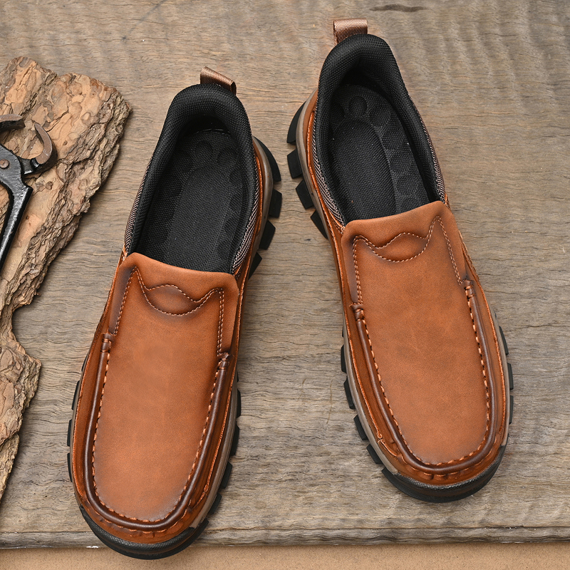 2026 New Men's Orthopedic Hands-Free Genuine Leather Slip On Loafers
