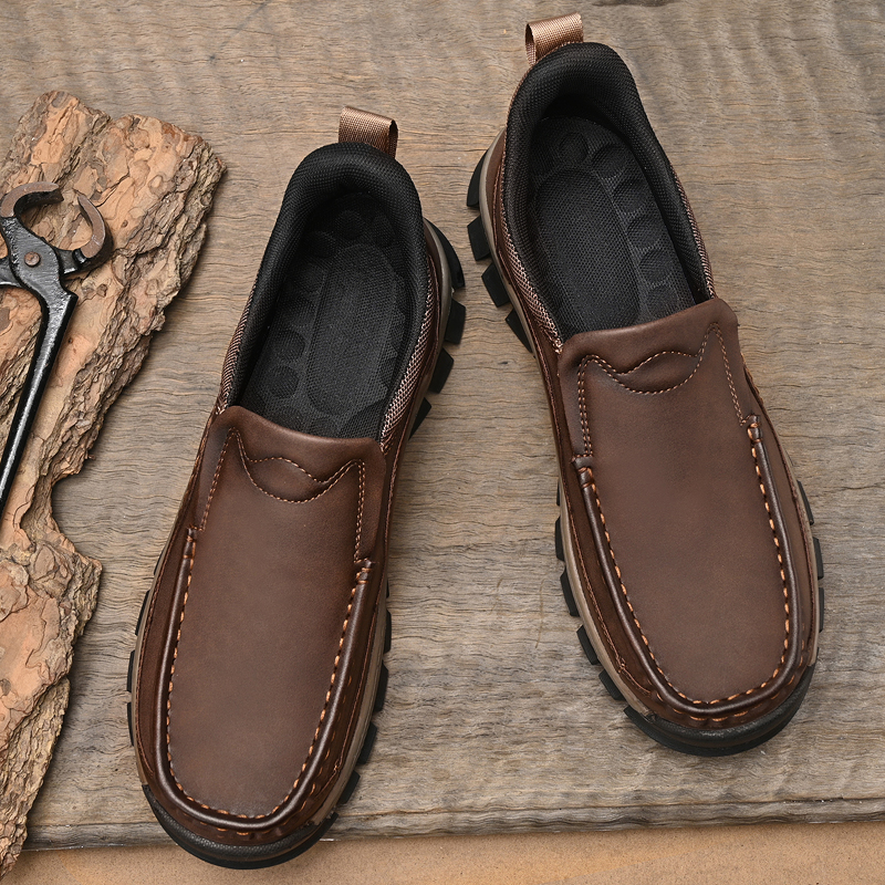 2026 New Men's Orthopedic Hands-Free Genuine Leather Slip On Loafers