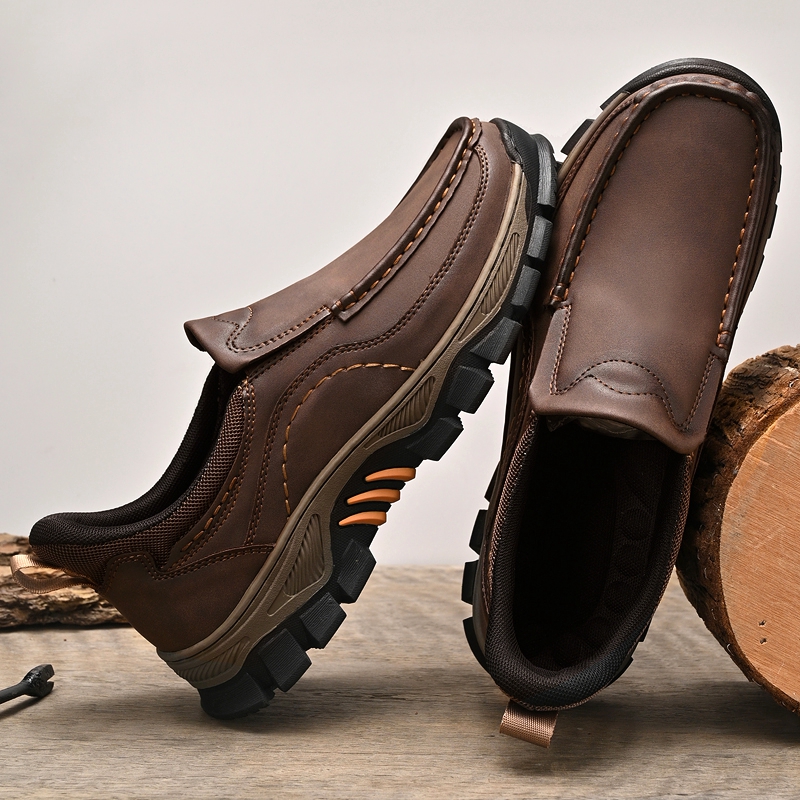 2026 New Men's Orthopedic Hands-Free Genuine Leather Slip On Loafers