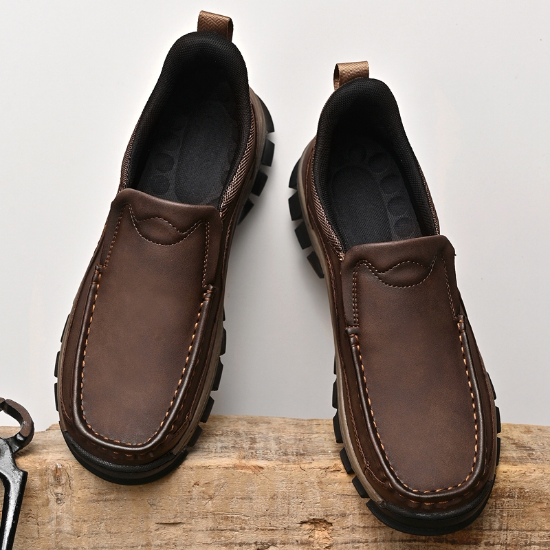 2026 New Men's Orthopedic Hands-Free Genuine Leather Slip On Loafers