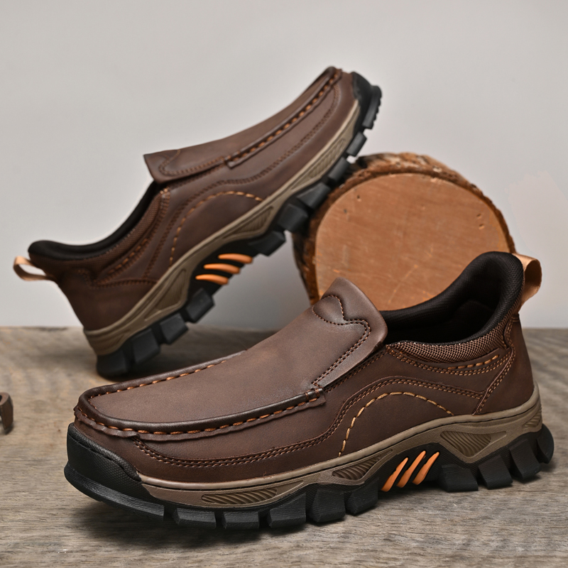 2026 New Men's Orthopedic Hands-Free Genuine Leather Slip On Loafers