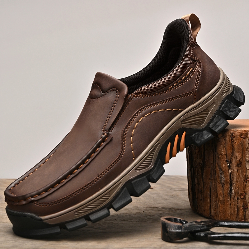 2026 New Men's Orthopedic Hands-Free Genuine Leather Slip On Loafers