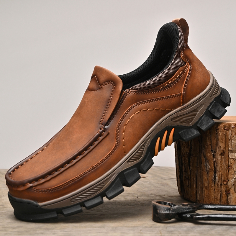 2026 New Men's Orthopedic Hands-Free Genuine Leather Slip On Loafers