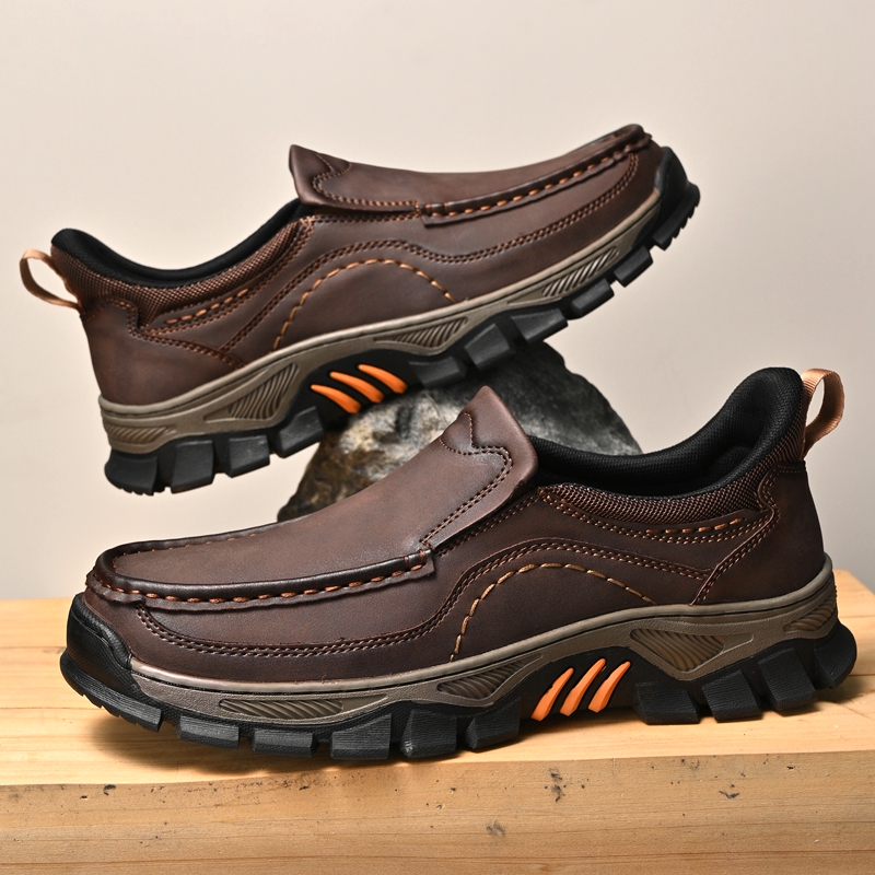 2026 New Men's Orthopedic Hands-Free Genuine Leather Slip On Loafers