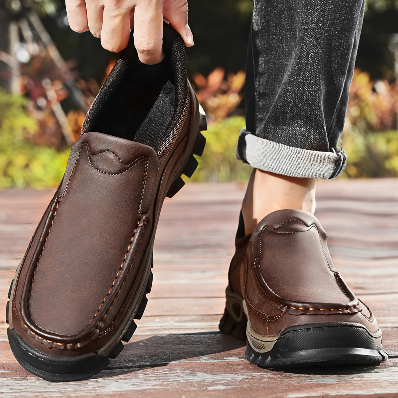 2026 New Men's Orthopedic Hands-Free Genuine Leather Slip On Loafers