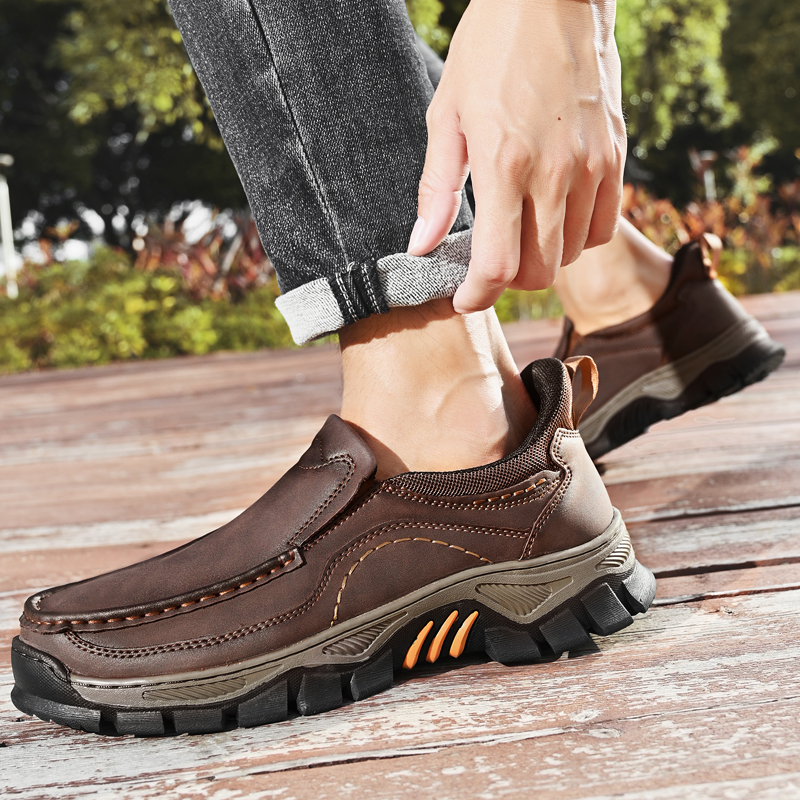 2026 New Men's Orthopedic Hands-Free Genuine Leather Slip On Loafers