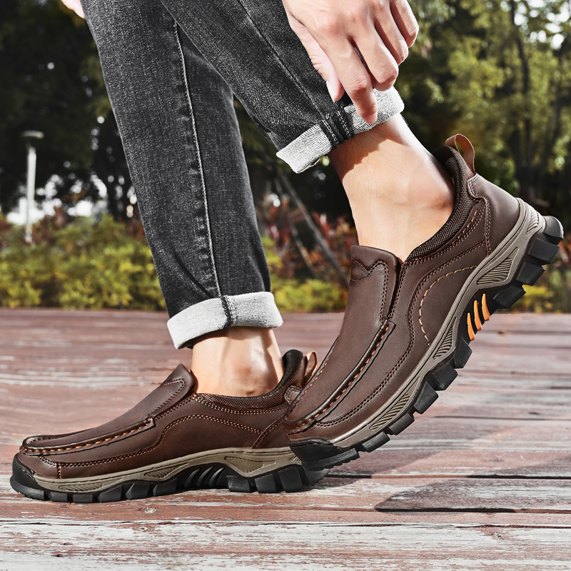2026 New Men's Orthopedic Hands-Free Genuine Leather Slip On Loafers