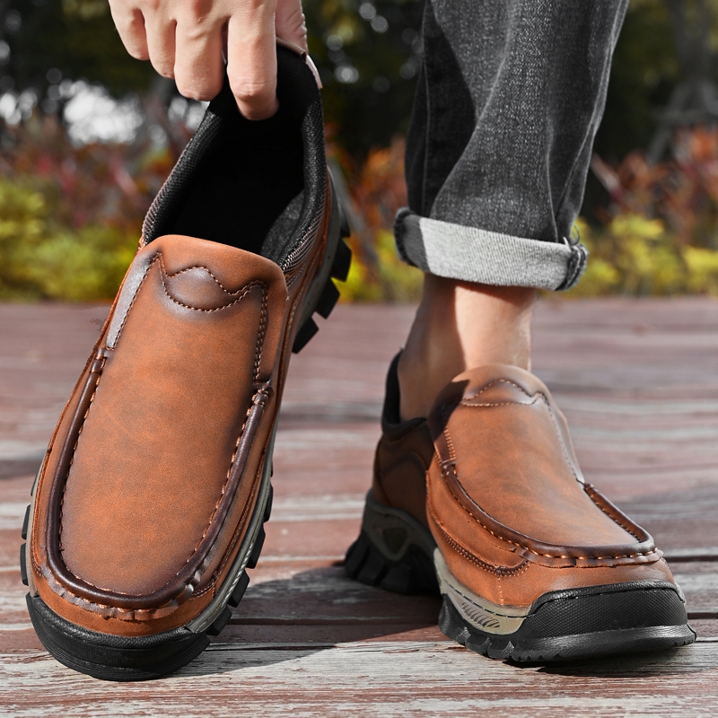 2026 New Men's Orthopedic Hands-Free Genuine Leather Slip On Loafers