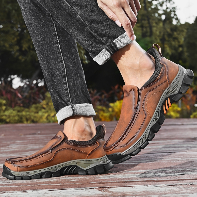 2026 New Men's Orthopedic Hands-Free Genuine Leather Slip On Loafers
