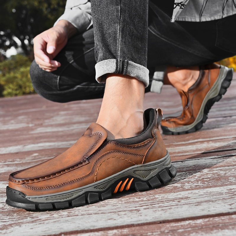 2026 New Men's Orthopedic Hands-Free Genuine Leather Slip On Loafers
