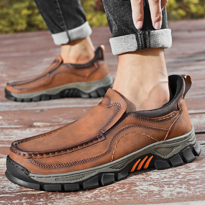 2026 New Men's Orthopedic Hands-Free Genuine Leather Slip On Loafers