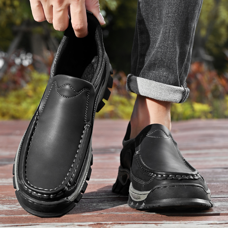 2026 New Men's Orthopedic Hands-Free Genuine Leather Slip On Loafers