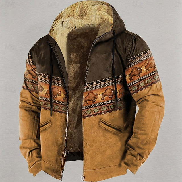Men's Animal Color Block Hoodie Hoodies Sweatshirt Full Zip Hoodie Long Sleeve Hooded Sweatshirt Hooded 