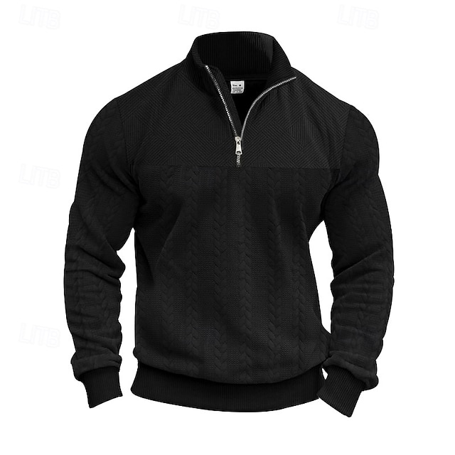 Men's Sweatshirt Quarter Zip Sweatshirt Black White Navy Blue Khaki Gray Half Zip Plain Pocket Sports & Outdoor Daily Holiday Streetwear Cool Casual Fall Winter Clothing Apparel Hoodies Sweatshirts