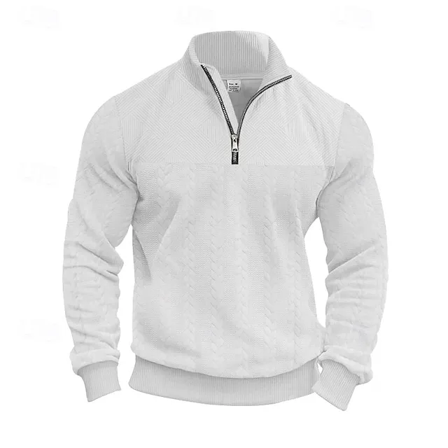 Men's Sweatshirt Quarter Zip Sweatshirt Black White Navy Blue Khaki Gray Half Zip Plain Pocket Sports & Outdoor Daily Holiday Streetwear Cool Casual Fall Winter Clothing Apparel Hoodies Sweatshirts