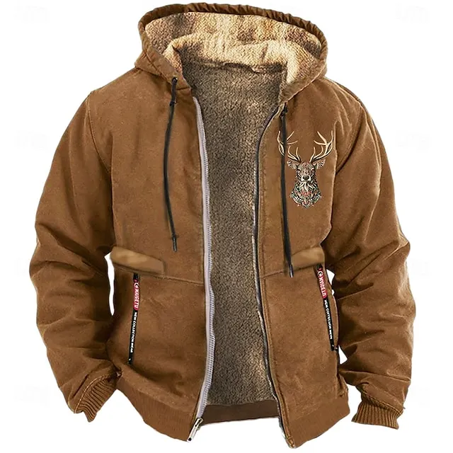 Men's Cowboy Deer Sweatshirt Long Sleeve Sweatshirts  Hooded Vintage Western Style Vacation Streetwear Fall