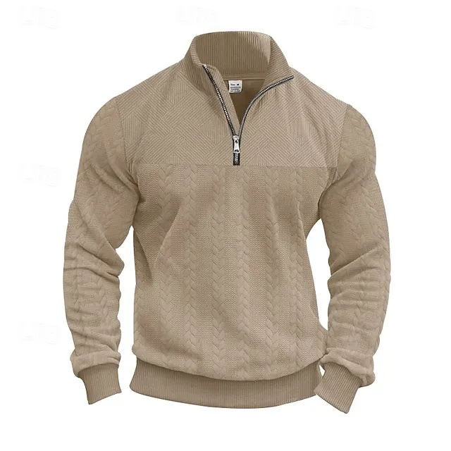 Men's Sweatshirt Quarter Zip Sweatshirt Black White Navy Blue Khaki Gray Half Zip Plain Pocket Sports & Outdoor Daily Holiday Streetwear Cool Casual Fall Winter Clothing Apparel Hoodies Sweatshirts